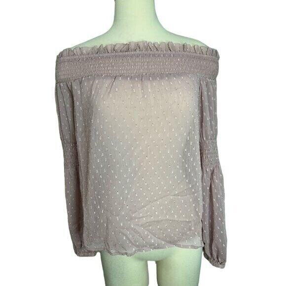 L'Agence Mona Mauve Pink Silk Off The Shoulder Sheer Y2K Girly Blouse NWT XS - Picture 1 of 4